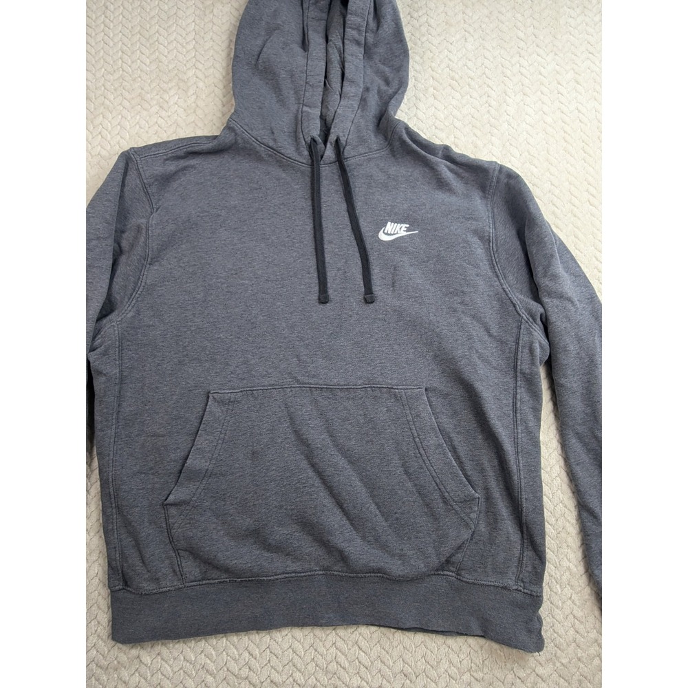 Nike Gray Hoodie Pullover‎ Sweatshirt Embroidered Logo Vintage Distressed Medium